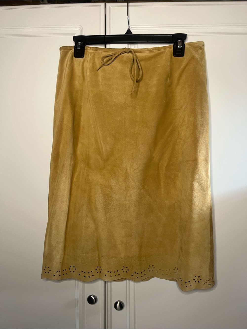 Vintage Ann Taylor Italian Suede Leather A-Line Skirt - Picture 4 of 13